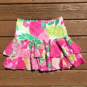 Lilly Pulitzer Tiered Parrot Print Skirt Size 6